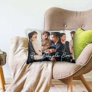 Modern Couple 3 Photo Collage Best Couple Ever Decorative Cushion