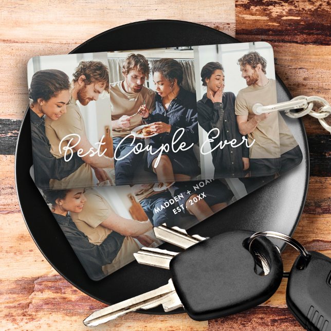 Modern Couple 3 Photo Collage Best Couple Ever Key Ring (Creator Uploaded)