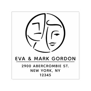 Modern Couple Ard Deco Return Address Abstract Self-inking Stamp