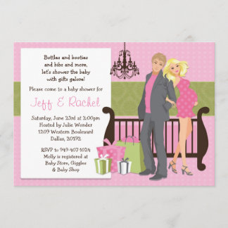Modern Couple Baby Shower Invitation for Girl
