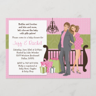 Modern Couple Baby Shower Invitation for Girl