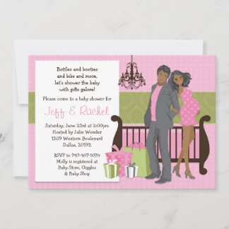 Modern Couple Baby Shower Invitation for Girl