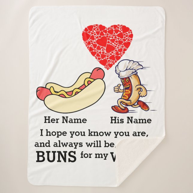 Modern Couple buns and wiener lovers custom Sherpa Blanket (Front)