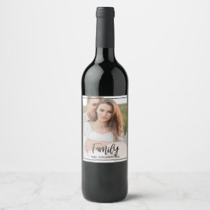 Modern Couple Collage Photo & lovely Family Gift Wine Label