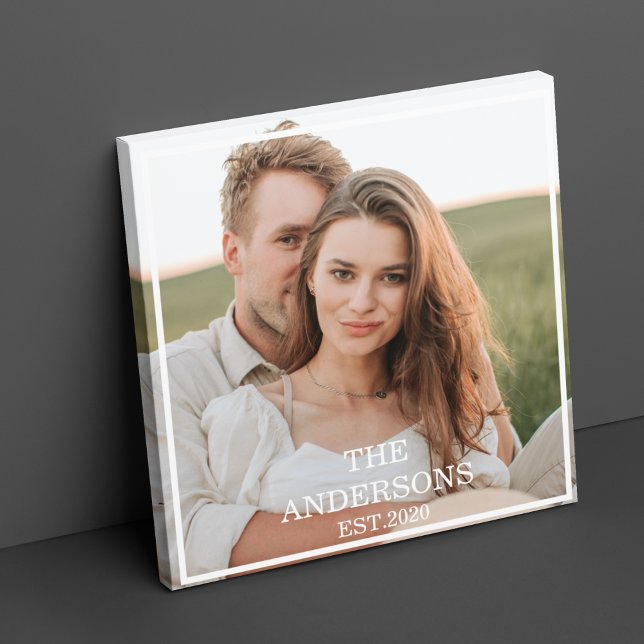 Modern Couple Collage Photo & Minimal Family Gift Canvas Print (Creator Uploaded)