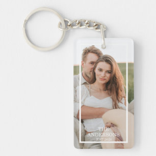 Modern Couple Collage Photo & Minimal Family Gift Key Ring