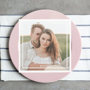 Modern Couple Collage Photo & Minimal Family Gift Napkin