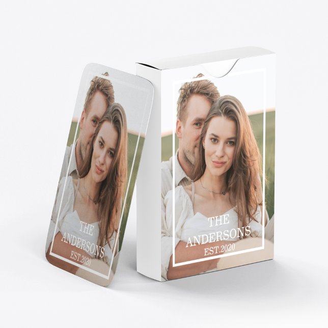 Modern Couple Collage Photo & Minimal Family Gift Playing Cards (Creator Uploaded)