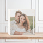 Modern Couple Collage Photo & Minimal Family Gift Wooden Box Sign<br><div class="desc">Modern Couple Collage Photo & Minimal Family Gift</div>