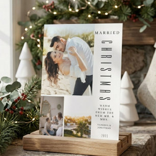 Modern Couple Family Photo Collage Christmas Holiday Card