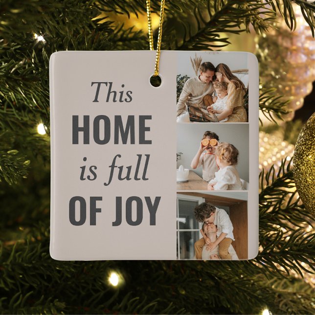 Modern Couple Family Photo & Family Quote Ceramic Ornament (Creator Uploaded)