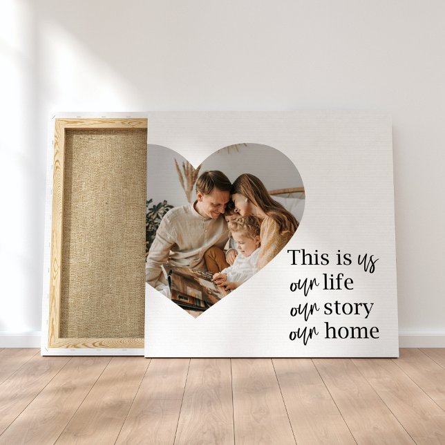 Modern Couple Family Photo & Family Quote Gift Canvas Print (Creator Uploaded)