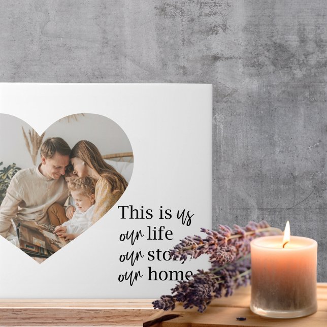 Modern Couple Family Photo & Family Quote Gift Tile (Creator Uploaded)