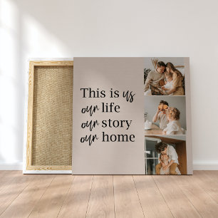 Modern Couple Family Photo & Family Quote Lovely Canvas Print