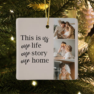 Modern Couple Family Photo & Family Quote Lovely  Ceramic Ornament