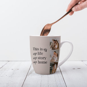Modern Couple Family Photo & Family Quote Lovely Latte Mug