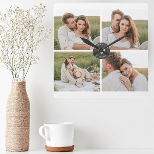 Modern Couple Family Photo & Family Quote Lovely Square Wall Clock