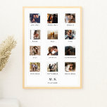 Modern Couple First Anniversary Photo Collage Poster<br><div class="desc">Modern Couple 1st first Anniversary Wedding Photo Collage Poster.</div>