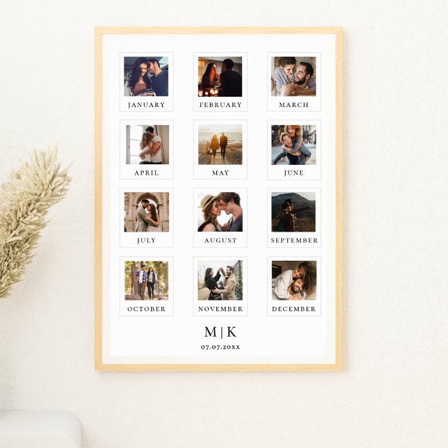 Modern Couple First Anniversary Photo Collage Poster (Creator Uploaded)