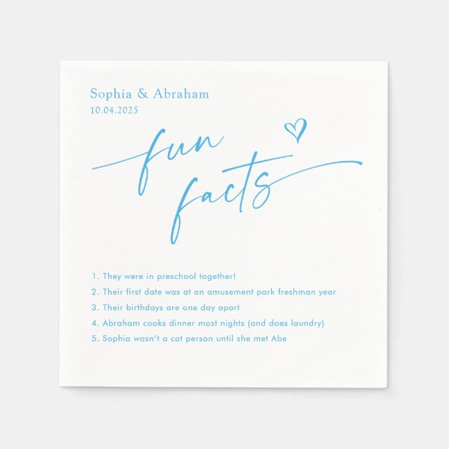 Modern Couple Fun Facts Wedding Napkin (Front)