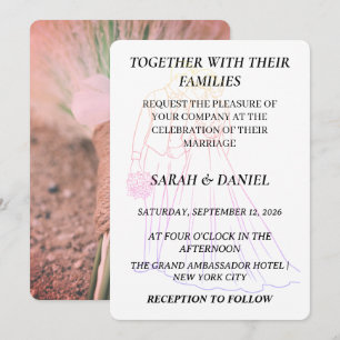 Modern Couple Line Art Wedding Invitation Rustic