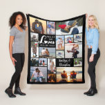 Modern Couple Love Quote 19 Photo Collage Fleece Blanket<br><div class="desc">Create a personalised, custom colour photo memory blanket for the one you love utilising this easy-to-upload photo collage template with 19 pictures in various shapes and sizes. The design features the saying ALL OF ME LOVES ALL OF YOU accented with a heart and includes names or your custom text in...</div>