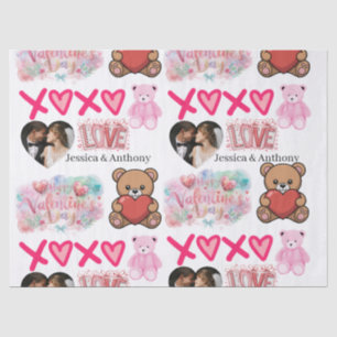 Modern Couple Name and Photo Valentines Day Tissue Paper