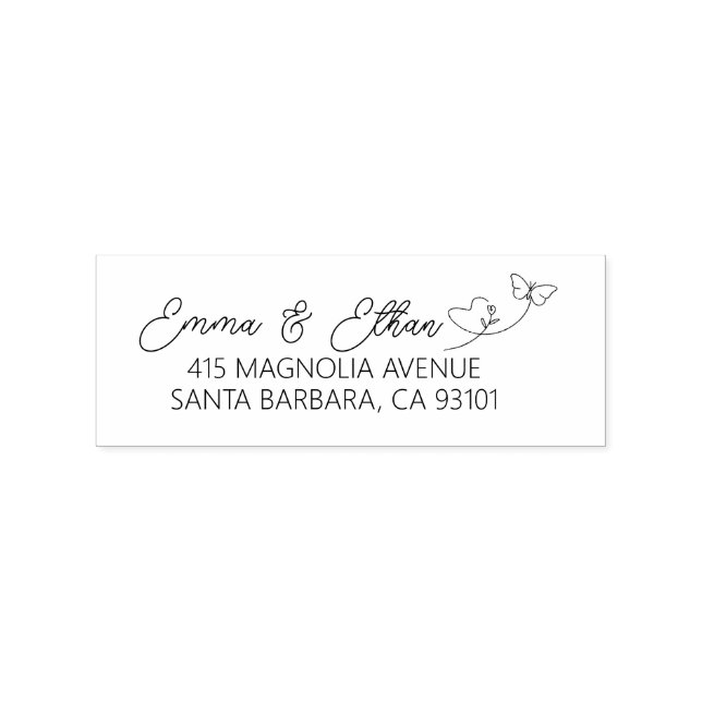 Modern Couple Names Simple Wedding Return Address Rubber Stamp (Imprint)