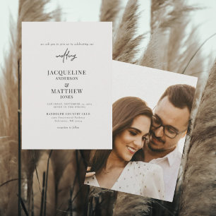 Modern Couple Photo Beige No Parents Wedding Invitation