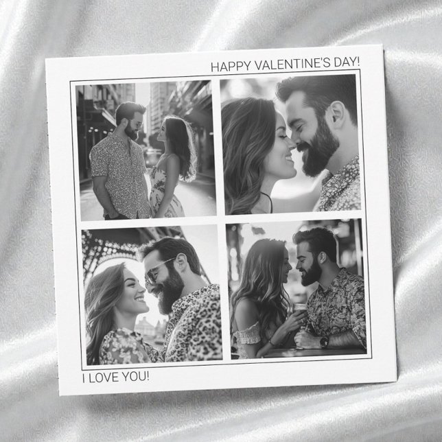 Modern Couple Photo Collage Happy Valentine's Day Holiday Card (Modern Couple Photo Collage Happy Valentine's Day Holiday Card)