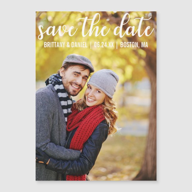 Modern Couple Photo Magnetic Save The Date (Front)