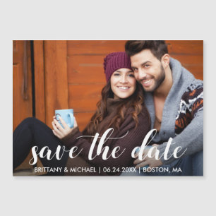 Modern Couple Photo Magnetic Save The Date