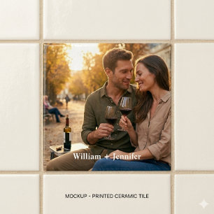 Modern Couple Photo Personalised Ceramic Tile