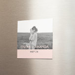 Modern Couple Photo Pink & Grey Perosnalized Name Magnet<br><div class="desc">Modern Couple Photo Pink & Grey Perosnalized Name</div>
