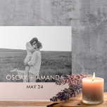 Modern Couple Photo Pink & Grey Perosnalized Name Tile<br><div class="desc">Modern Couple Photo Pink & Grey Perosnalized Name</div>