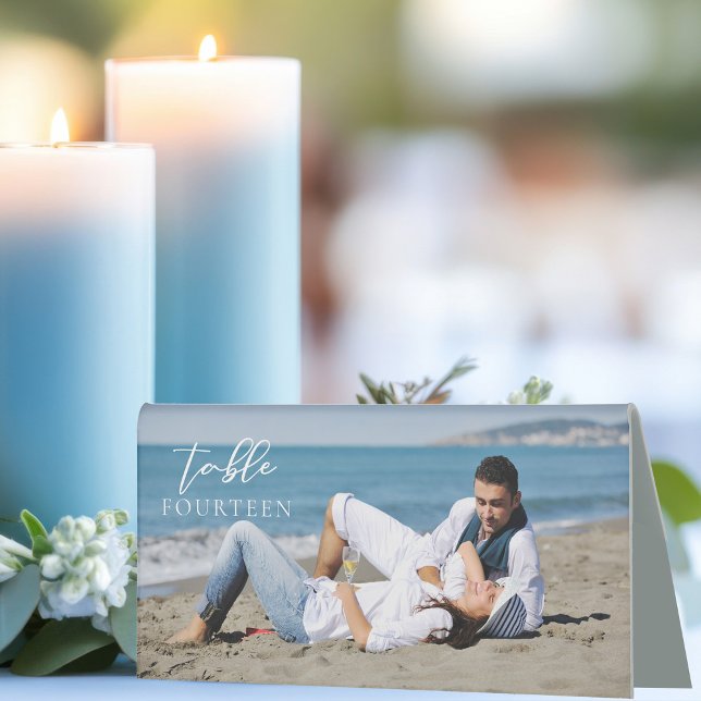 Modern Couple Photo Wedding Table Number (Creator Uploaded)