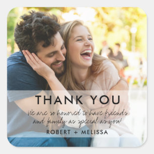 Modern Couple Photo Wedding Thank You Favour  Square Sticker