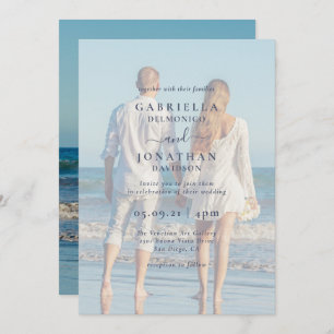 Modern Couple Photo White Overlay Wedding Invitation