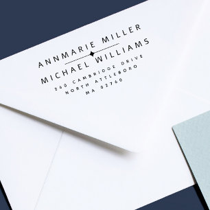 Modern Couple Two Surnames Return Address Self-inking Stamp