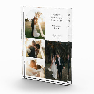 Modern Couple Wedding Anniversary 4 Photo Collage Block