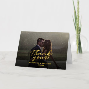 Modern Couple Wedding Day Photo Thank You Card