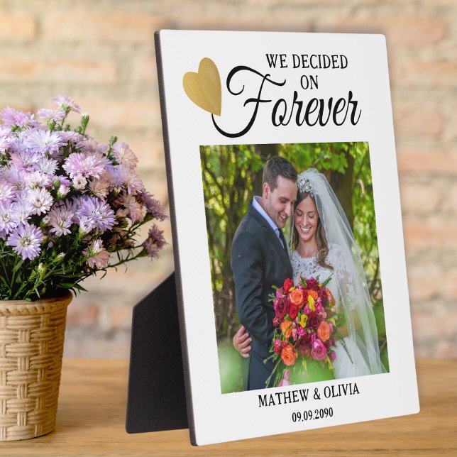 Modern Couple Wedding Photo Gold Heart  Quote Plaque (Modern Couple Wedding Photo Gold Heart Quote Plaque
)