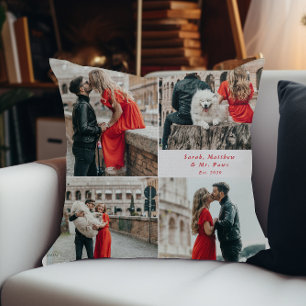 Modern Couples 4 Photo Collage Cushion