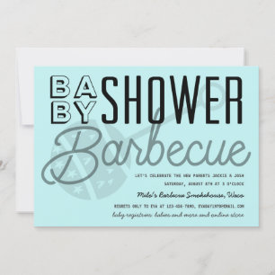 Modern Couples Baby Shower Barbecue Light Blue Invitation