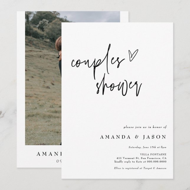 Modern Couples Shower Minimalist Engagement  Invitation (Front/Back)