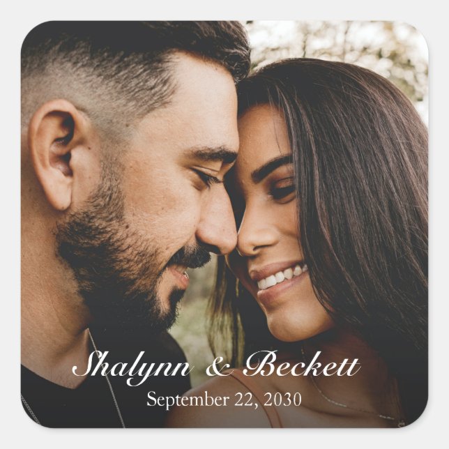 Modern Couples Shower Photo Square Sticker (Front)