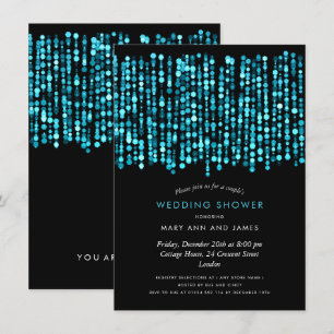Modern Couple's Wedding Shower Turquoise Lights Invitation