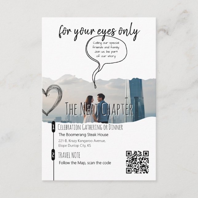 Modern Courthouse Elopement Wedding Celebration Enclosure Card (Front)