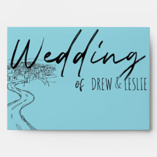 Modern Courthouse Wedding Envelope with Road Illus