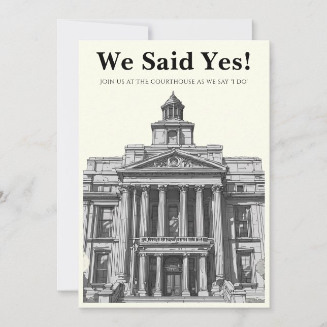 Modern Courthouse Wedding Invitation  (Front)